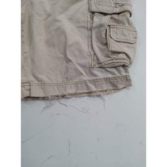 ⏳Y2K UnionBay cargo khaki shorts distressed thrashed cotton drawstring button - Picture 4 of 12